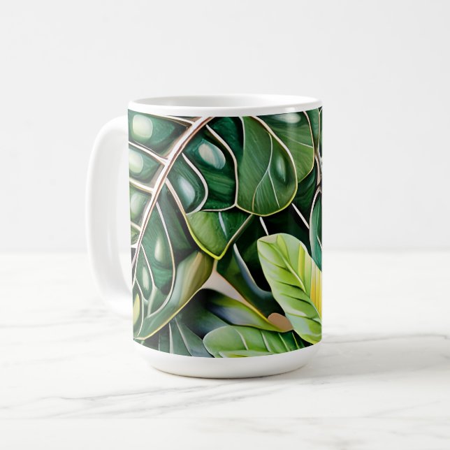 Mug Green Tropical Leaves Housewarming Gift (Devant gauche)