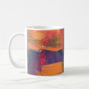 Mug Green, yellow, and red abstract painting