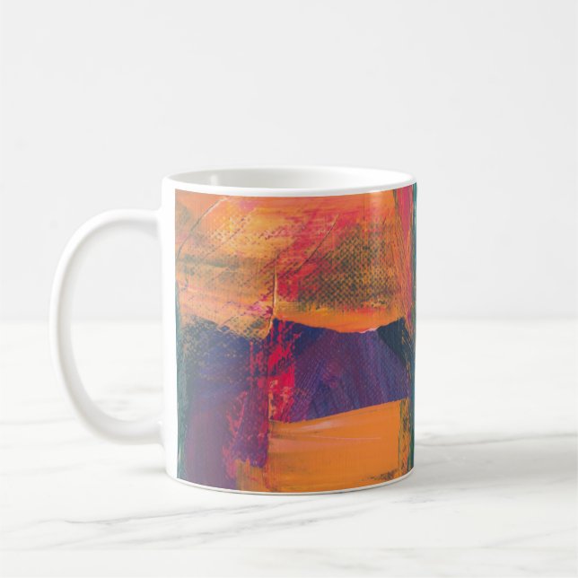 Mug Green, yellow, and red abstract painting (Gauche)