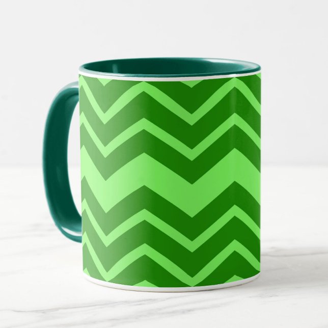 Mug Green Zig Zag Chevron Design Motif (Créateur téléchargé)
