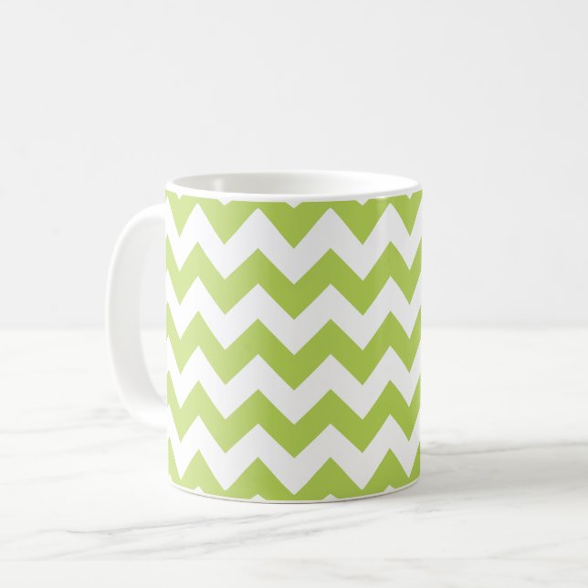 Mug Green Zigzag, Green Chevron, Motif géométrique (Devant gauche)