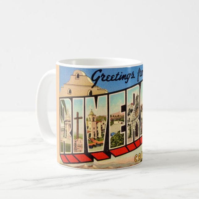 Mug Greeting Rétro Riverside Californie (Devant gauche)