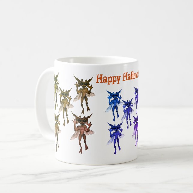 Mug Gremlin effrayant Créations Halloween heureux (Devant gauche)
