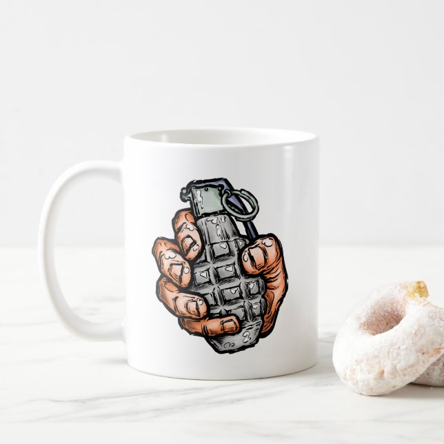 Mug Grenade À La Main En Style Bande Dessinée (Avec donut)