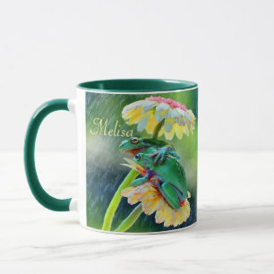 Mug Grenouille Amis Fleurs Pluie Nom du cadeau Café