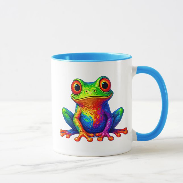 Mug Grenouille cartoon assise aux couleurs vives. (Droite)