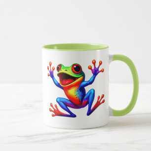 Mug Grenouille cartoon multicolore avec grand sourire.