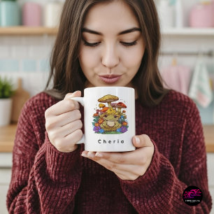Mug Grenouille Cottagecore avec Fleurs et Champignons