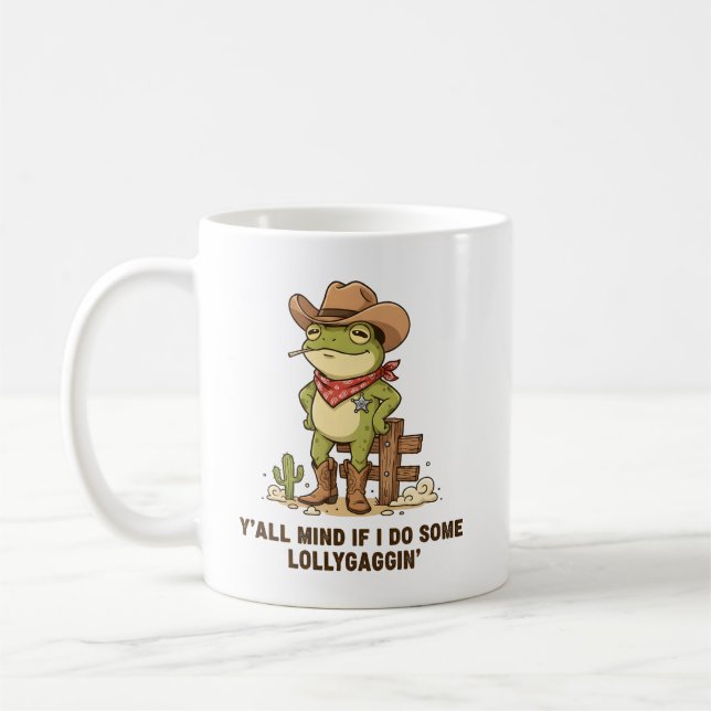 Mug Grenouille cow-boy mignon qui lambine humour de gr (Gauche)
