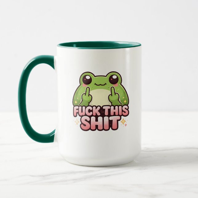 Mug Grenouille drôle avec le double doigt d'honneur  (Gauche)
