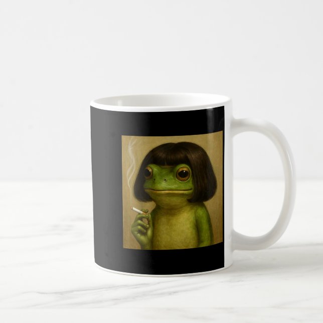 Mug Grenouille drôle Bob coupe de cheveux Fumant Mème  (Droite)
