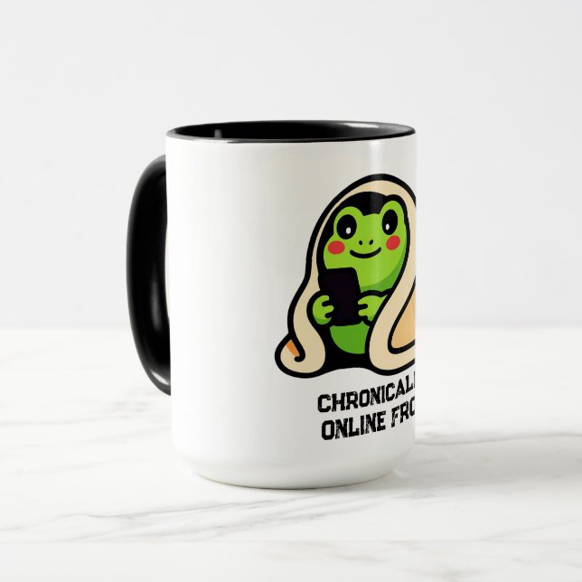 Mug Grenouille drôle de mème en ligne de façon chroniq (Devant gauche)