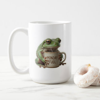 Mug Grenouille drôle endormie buvant du café Lundi car