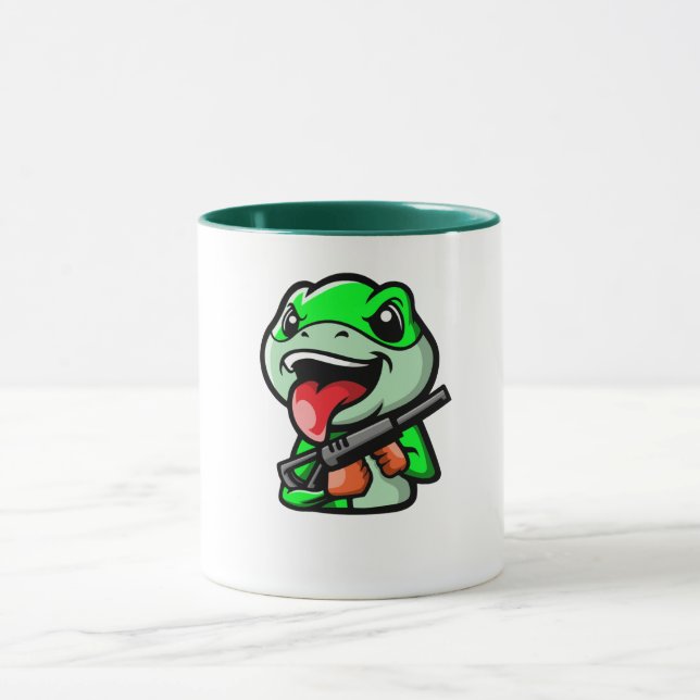 Mug Grenouille espiègle avec café caricaturé à pistole (Centre)
