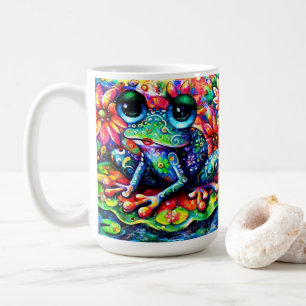 Mug Grenouille florale couleur Whimsical sur Lily Pad