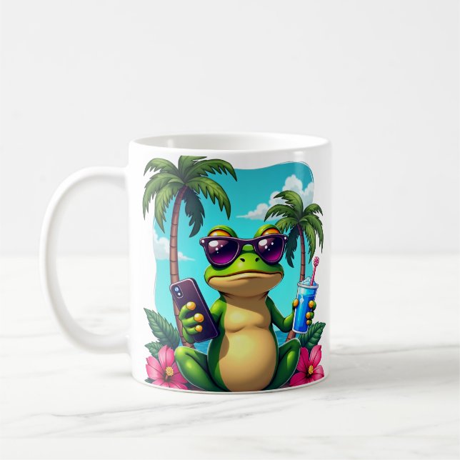 Mug Grenouille Grincheuse Y2K Vaporwave Tropical Rétro (Gauche)