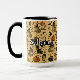 Mug Grenouille Halloween Vintage Nom Personnalisé
