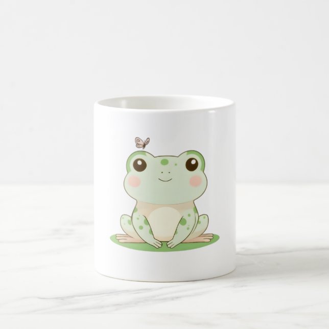 Mug Grenouille Kawaii avec Papillon Design de Nature M (Centre)