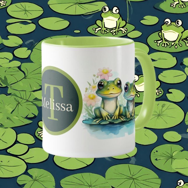 Mug grenouille mignonne ajouter monogramme (Créateur téléchargé)