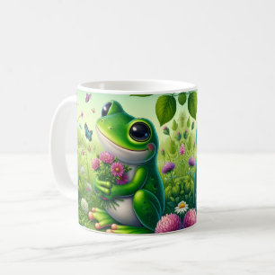 Mug Grenouille mignonne avec des fleurs