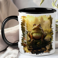 Grenouille par réflexion de l'étang du matin