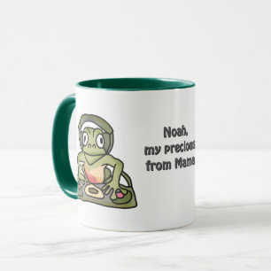 Mug Grenouille rétro avec casque   Drôle