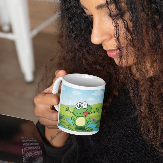 Mug Grenouille Rigolote Clignant sur un Étang de Nénup (Créateur téléchargé)