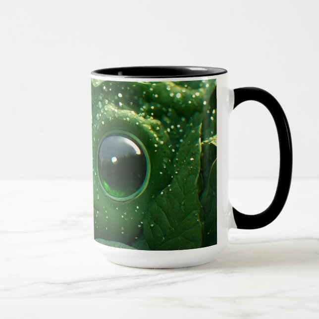 Mug Grenouille verte mignonne cachée dans des feuilles (Droite)