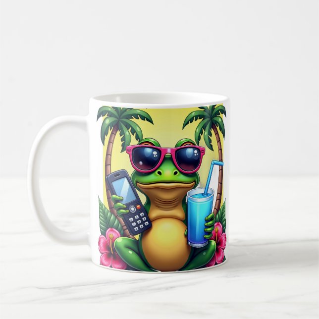 Mug Grenouille Y2K Grincheuse Rétro Vaporwave Tropical (Gauche)