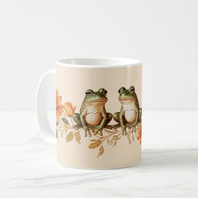 Mug Grenouilles d'automne et élégance florale (Devant gauche)