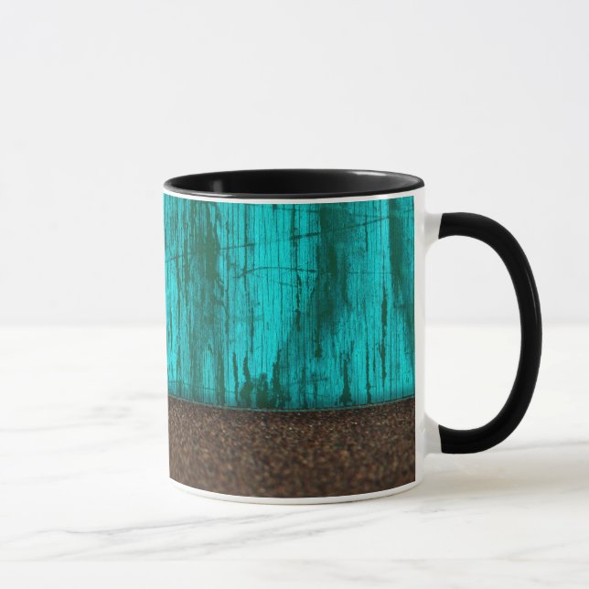 Mug Grès en bois de grain de turquoise assez rustique (Droite)