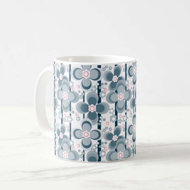 Mug Grey and white floral pattern  gray (Devant gauche)