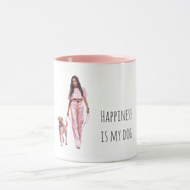 Mug Grey Black Puppy Black Lady Walking Dog   (Centre)