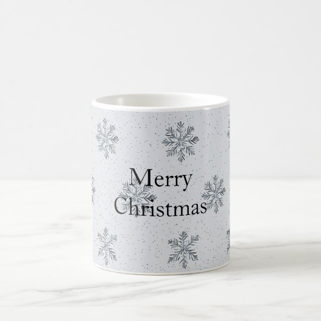 Mug Grey Silver Snowflakes Christmas (Centre)