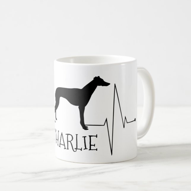 Mug Greyhound personnalisé Whippet Love Chien Coeur Be (Devant droit)