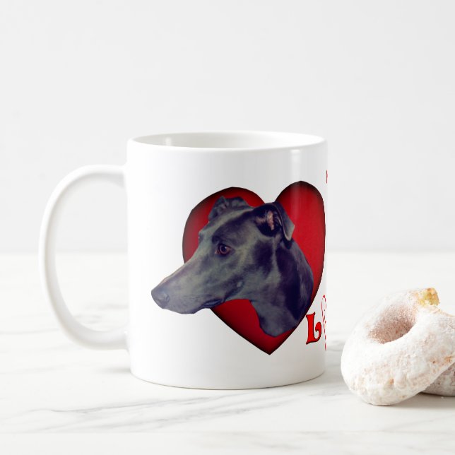 Mug Greyhound Red Heart Love Personnalisé (Avec donut)