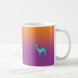 Mug Greyhound Whippet chien bleu orange violet ombre