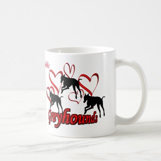 Mug Greyhounds Hearts Amoureux des chiens Personnalisé (Droite)