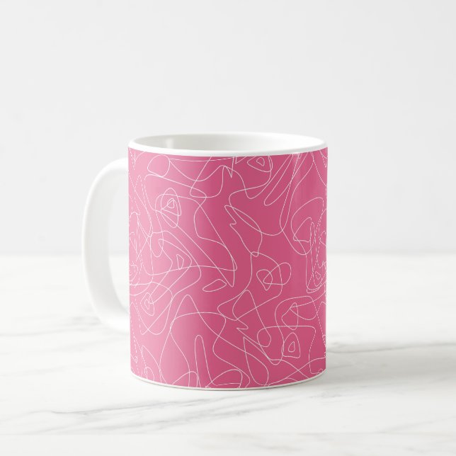 Mug Gribouillis abstraits blancs sur fond rose (Devant gauche)