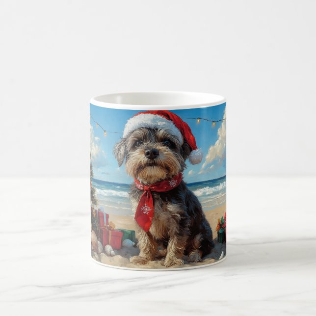 Mug Griffon à poil dur Korthals de Noël à la plage (Centre)
