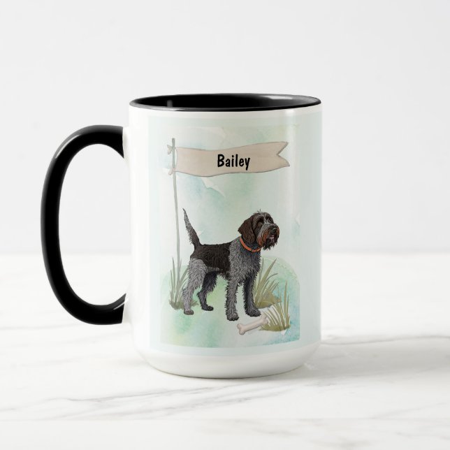 Mug Griffon à poil dur Pointer Aquarelle Personnaliser (Gauche)
