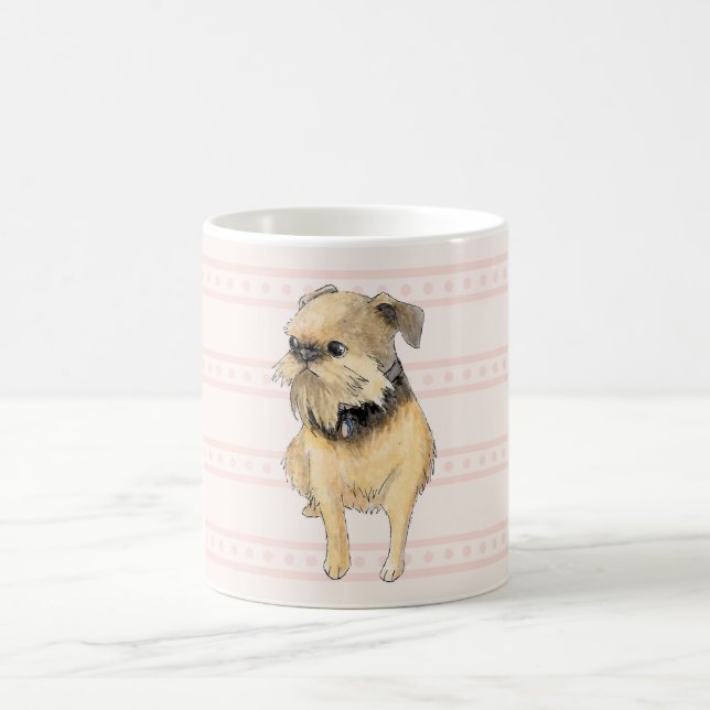 Mug Griffon bruxellois assis Aquarelle rose (Centre)