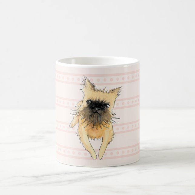 Mug Griffon bruxellois couché aquarelle rose (Centre)