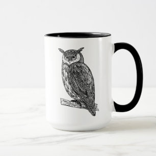 Mug Griffonnage animal de hibou de totem sauvage