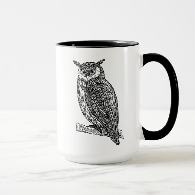 Mug Griffonnage animal de hibou de totem sauvage (Droite)