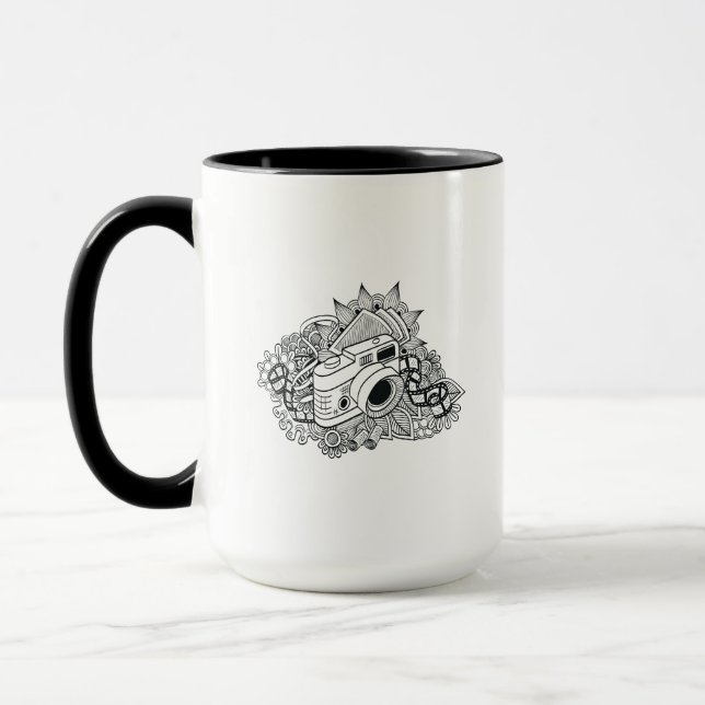 Mug Griffonnage d'appareil-photo de hippie (Gauche)