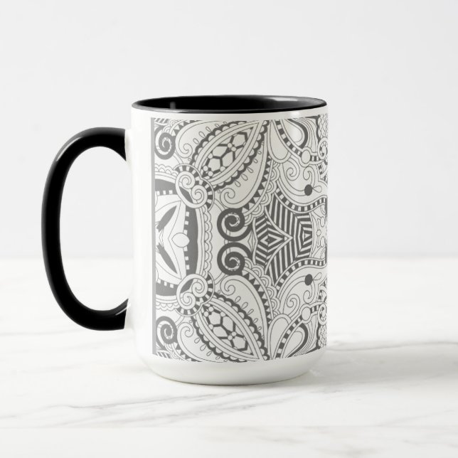 Mug Griffonnage de carré de fleur (Gauche)