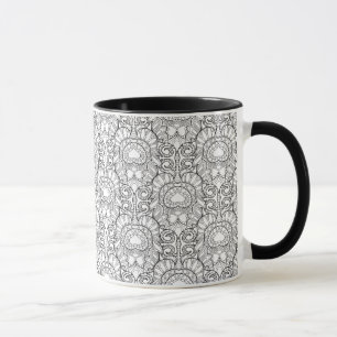 Mug Griffonnage de motif de plume de paon