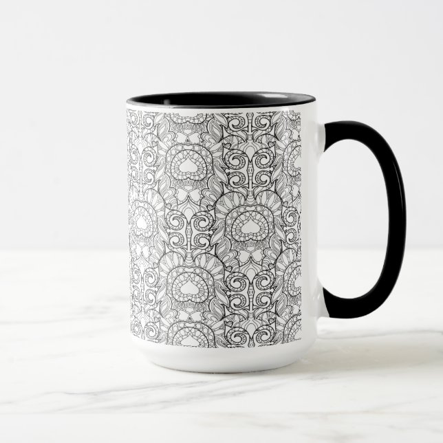 Mug Griffonnage de motif de plume de paon (Droite)