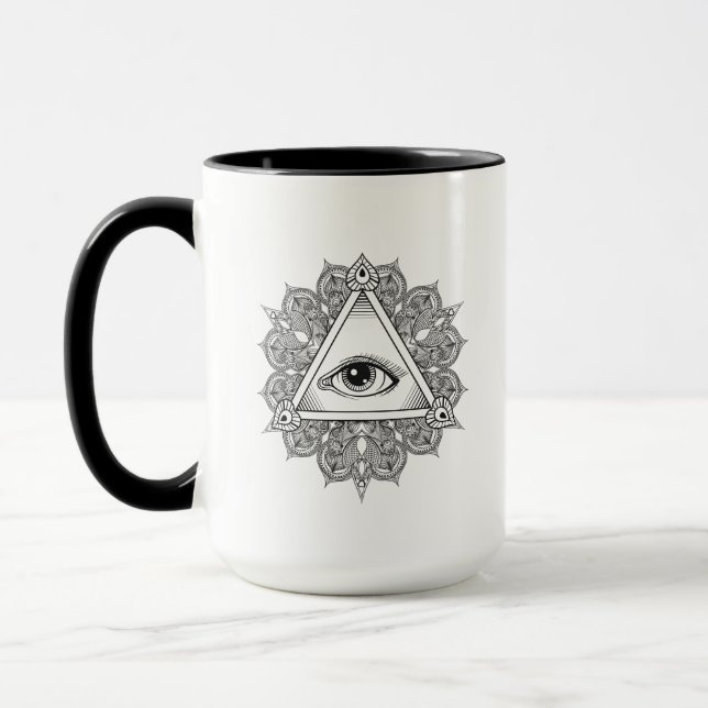 Mug Griffonnage de symbole de pyramide d'oeil (Gauche)